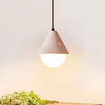 Afralia™ Creative Stone LED Pendant Light Yellow Travertine Nordic Minimalism Hanging Lamp