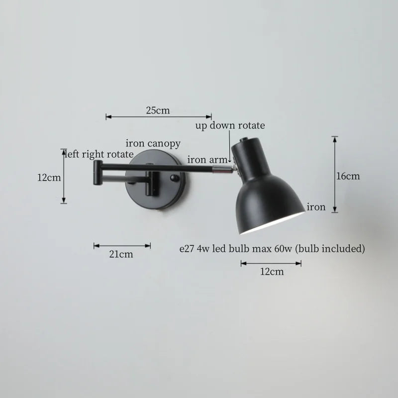 Cream LED Swing Arm Wall Lamp for Living Room Bedroom Mirror Stair Light