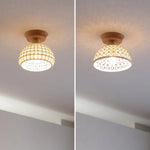 White Ceramic LED Ceiling Lamp Wood Ash Nordic Modern Copper Light