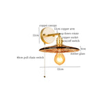 Amber Glass LED Wall Lamp for Bedroom Minimalistic Copper Lighting