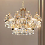 Crystal Chandelier: Postmodern Light Luxury Double-Layer Pendant for Home Living Room