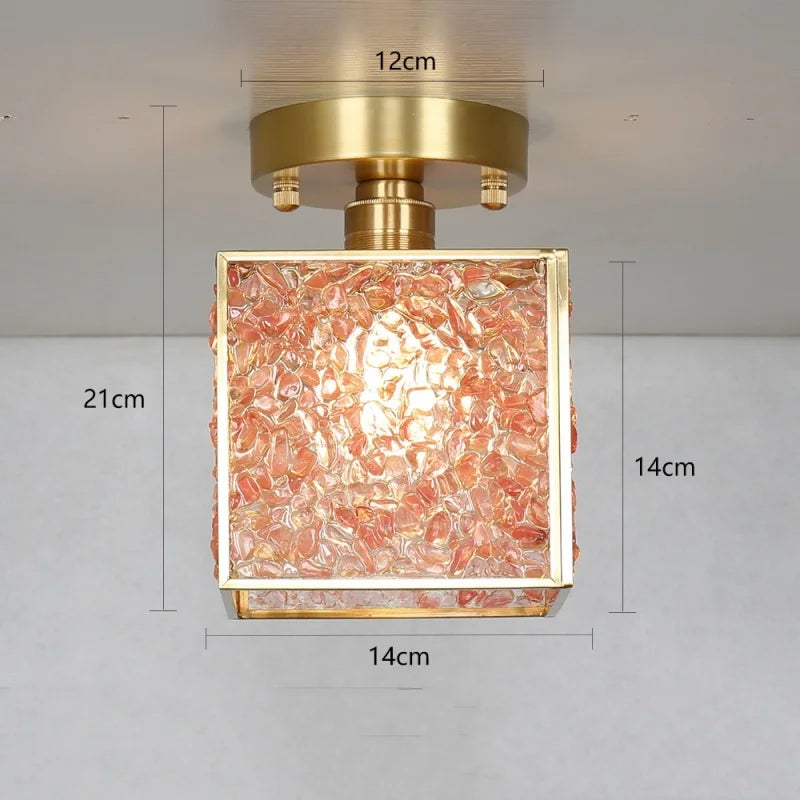 Crystal Glass LED Ceiling Light Copper Canopy Nordic Modern Design