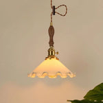 Cream Glass LED Pendant Lamp - Nordic Minimalist Brass Hanging Light
