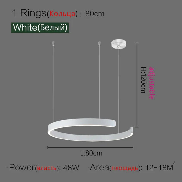 Nordic Ring LED Pendant Chandelier for Home Living Dining Kitchen Lighting