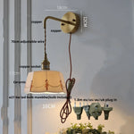 Ceramic Brass LED Wall Light Fixture Pull Chain Switch Bedside Sconce