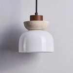 Afralia™ White Glass LED Pendant Lamp Yellow Travertine Nordic Modern Interior Lighting