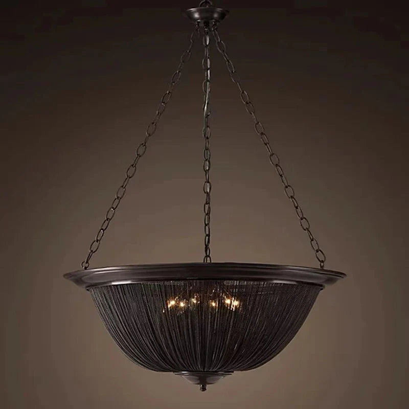 Black Aluminum Chain Tassel Pendant Lights - Dimmable Classic Chandelier