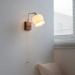 Walnut Ash LED Wall Sconce Rotatable White Glass Stair Light Fixtures
