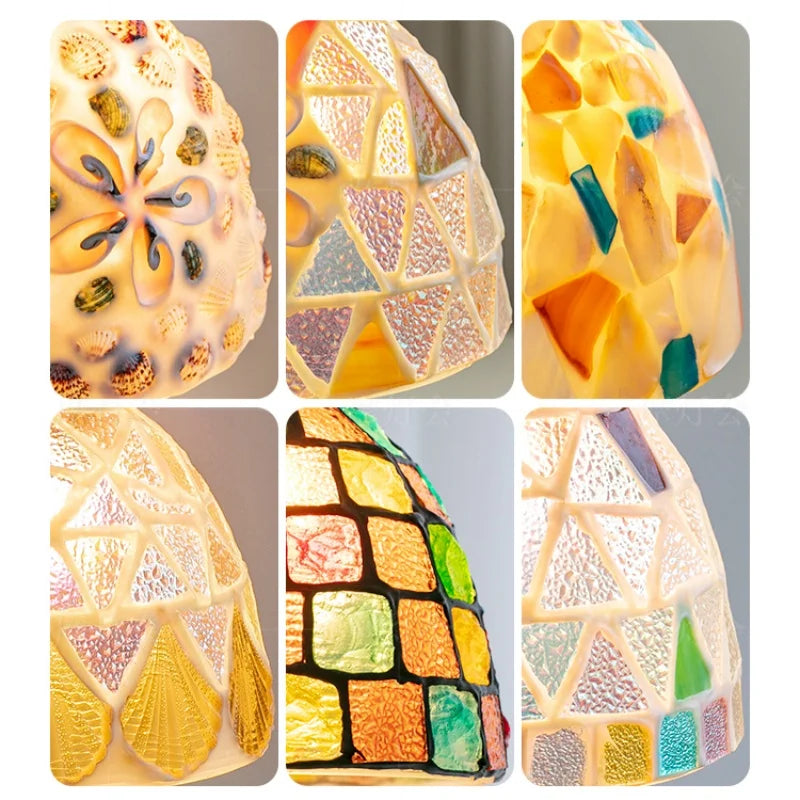Colorful Glass Shell LED Pendant Lamp for Living & Dining Room