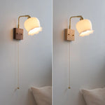 Walnut Ash LED Wall Sconce Rotatable White Glass Stair Light Fixtures
