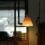 White Ceramic LED Pendant Lamps with Vintage Brass Finish