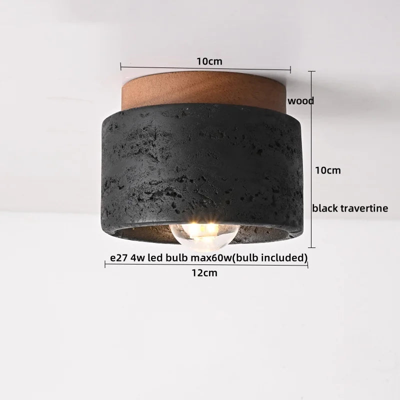 Yellow Travertine Glass Stone LED Ceiling Lamp