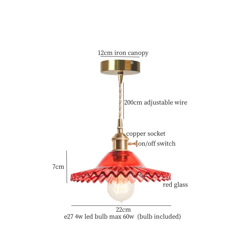 Afralia™ Brass Glass LED Pendant Lamp for Cafe Bar Restaurant Bedroom Loft