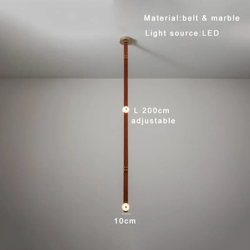 Soft Leather Marble Chandelier: Luxury Dimmable Lighting Fixture for Living Room or Cafe.