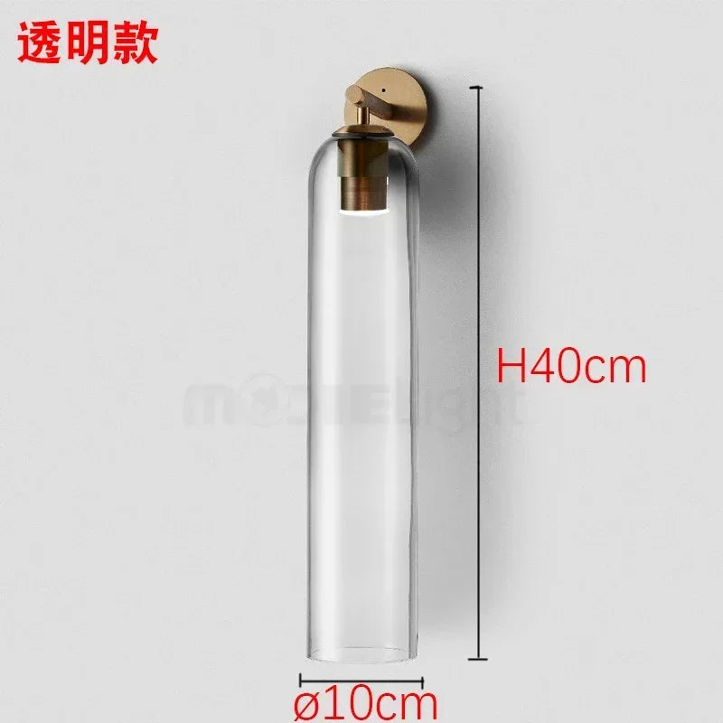 Tubular Glass Wall Sconce Light for Bedroom and Living Room