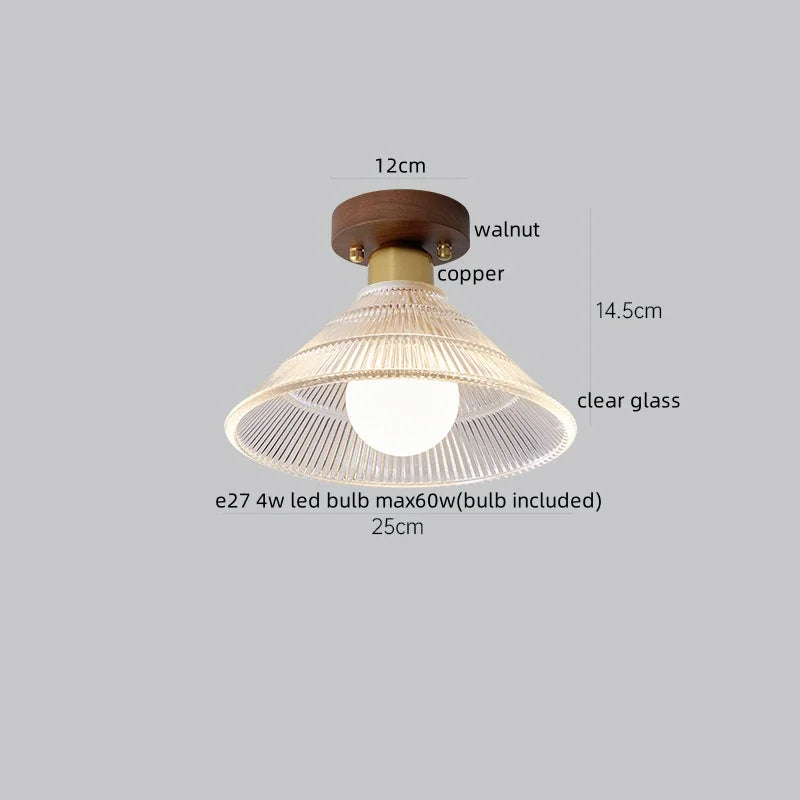 Wood Glass LED Ceiling Lamp Modern Kitchen Living Room Light Fixture