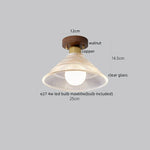 Wood Glass LED Ceiling Lamp Modern Kitchen Living Room Light Fixture