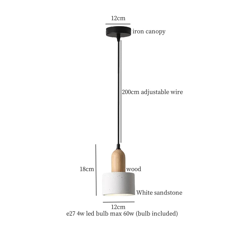 Sandstone LED Pendant Lamp for Home Decor, Japanese Wabi Sabi Hanging Light