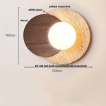 Wood Rotate LED Wall Lights with White Glass Ball for Living Room