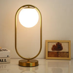 LED Brass Glass Table Lamp for Bedside Reading Desk - Modern Round Ring Design