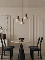 Wood Stone LED Pendant Light Yellow Travertine Modern Luminaria