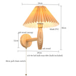 Cream PVC LED Wall Lamps Japanese Walnut Wood Applique Murale