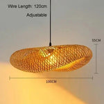 Bamboo Wave Pendant Lights - Handmade Rattan Shade for Indoor House Lighting