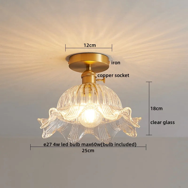 Glass Copper LED Ceiling Light - Simple Art Decorative Chandelier