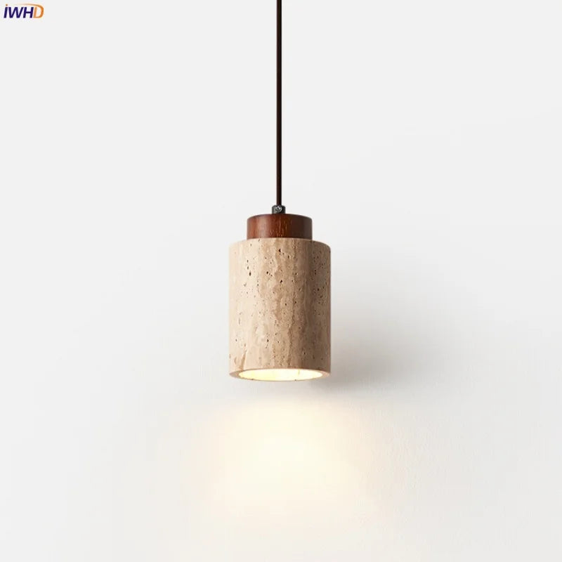 Yellow Travertine LED Pendant Lamps for Living Room Bedside Kitchen Decor