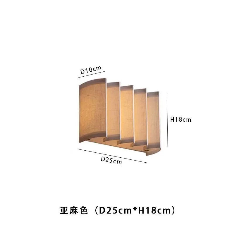 Japanese Cloth LED Wall Lamp for Hotel Living Room, Bedroom, Retro Wall Lights