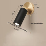 Wood Nordic LED Wall Light - Modern Copper Canopy Bedside Lamp