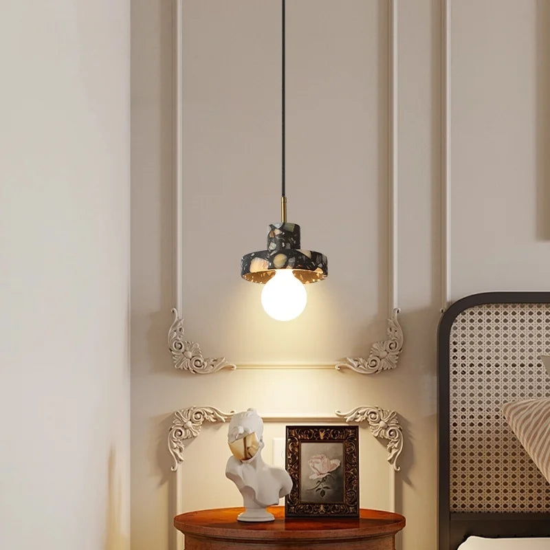 Afralia™ Terrazzo LED Pendant Light: Modern Nordic Hanging Lamp for Bedroom, Living, Dining Room
