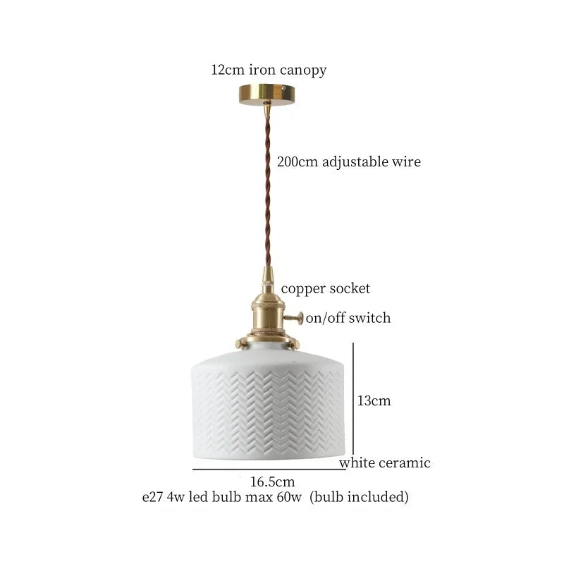 Ceramic LED Hanging Lamp Japenese Style Pendant Lighting for Home Deco