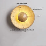 Travertine Wood Canopy LED Wall Sconce Lamp Japan Style Bedside Light