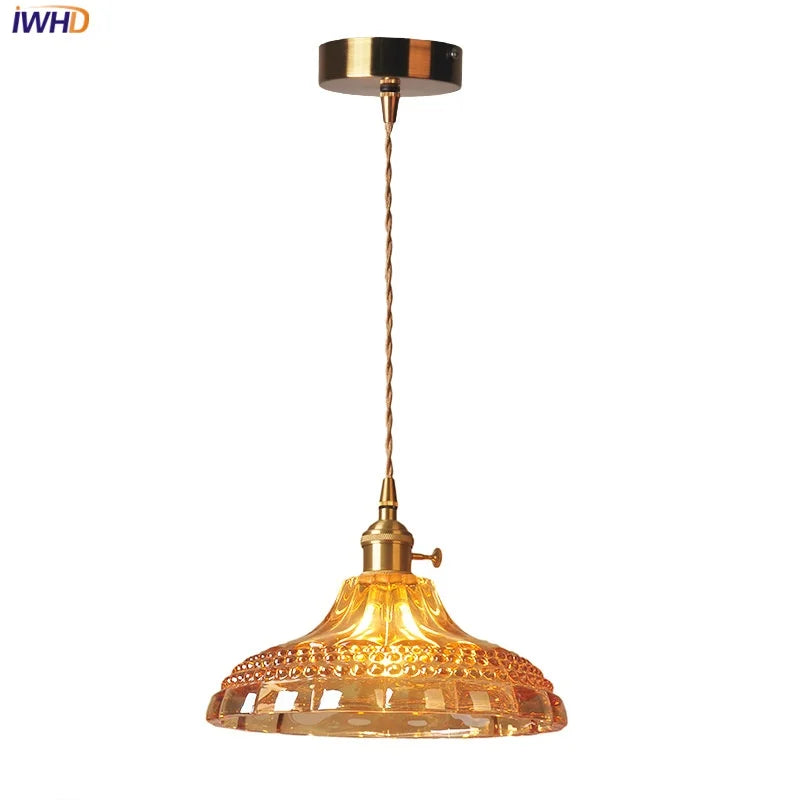 Afralia™ Orange Glass LED Pendant Light with Knob Switch - Nordic Modern Design