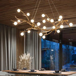 Retro LED Chandelier Living Room Study Bedroom Art Brown Pendant Light