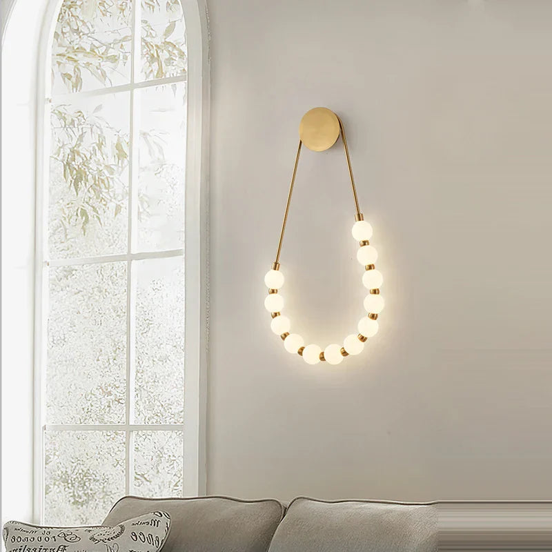 Black Gold LED Her Necklace Wall Lamp Sconce for Bedroom & Corridor