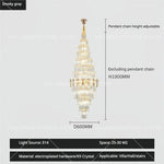 Hollow Spiral Staircase Chandelier | Modern Long Crystal Light for Villa Livingroom