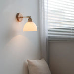 Copper Rotate LED Wall Lights with White Glass & Wood - Modern Nordic Design