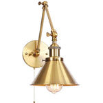 Afralia™ Gold Long Arm LED Wall Sconce with Pull Chain Switch