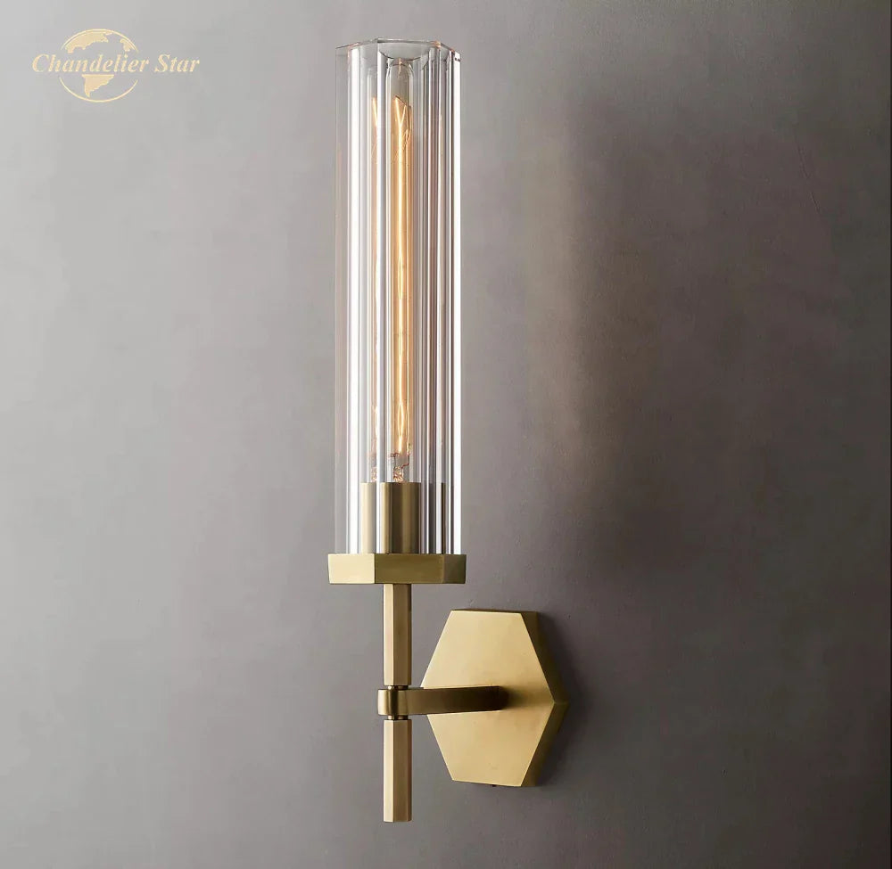 Hexagonal LED Crystal Sconce: Modern Wall Lighting for Bathroom, Living Room, Bedroom