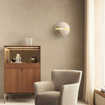 Yellow Travertine LED Wall Lamp Round Bedside Light Fixtures