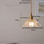 Glass LED Pendant Lamp Walnut Wood Copper Switch Nordic Hanging Light