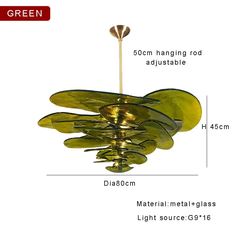 Amber Glass Ceiling Chandelier for Elegant Living Room Decor.