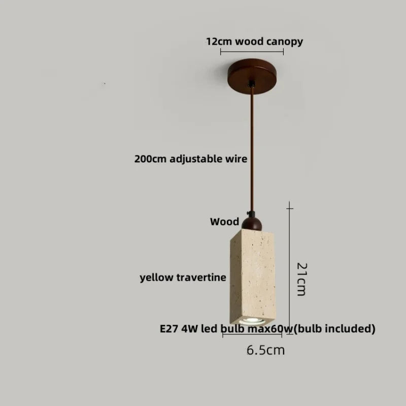 Wood LED Pendant Lamp - Wabi Sabi Yellow Travertine