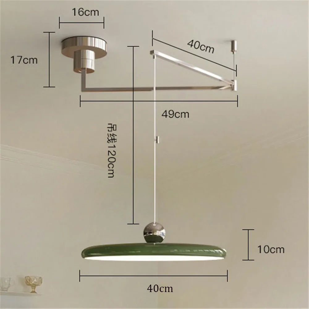 Cream Iron Art Chandelier LED Pendant Light for Bedroom Living Room