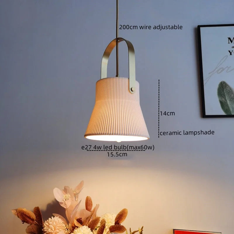 White Ceramic LED Pendant Light for Living Room Kitchen Bedroom