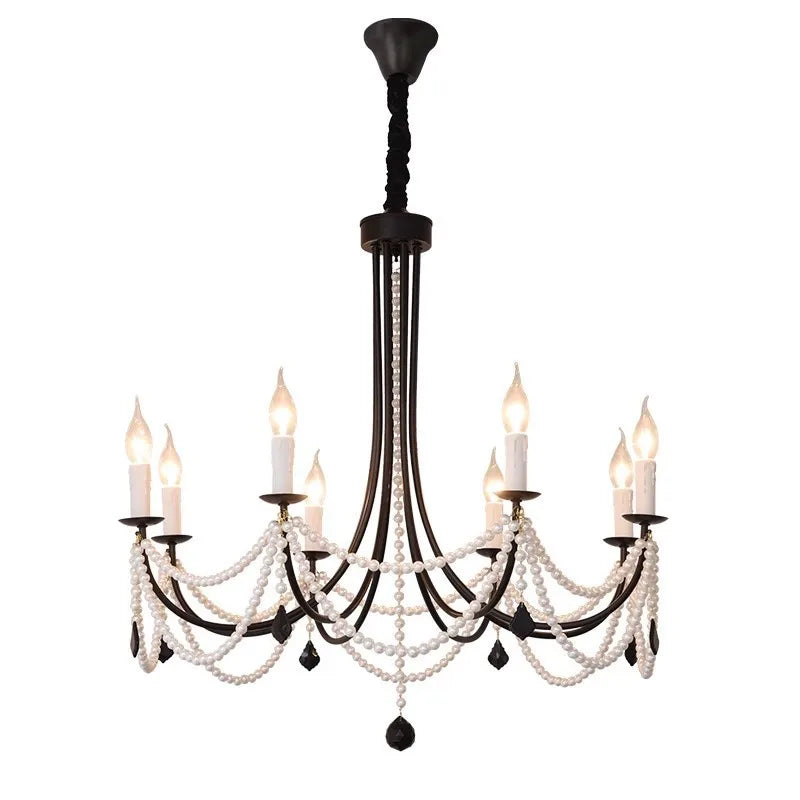 Afralia™ Black Metal Led Candle Chandelier Pendant Lights for Chic Home Decor