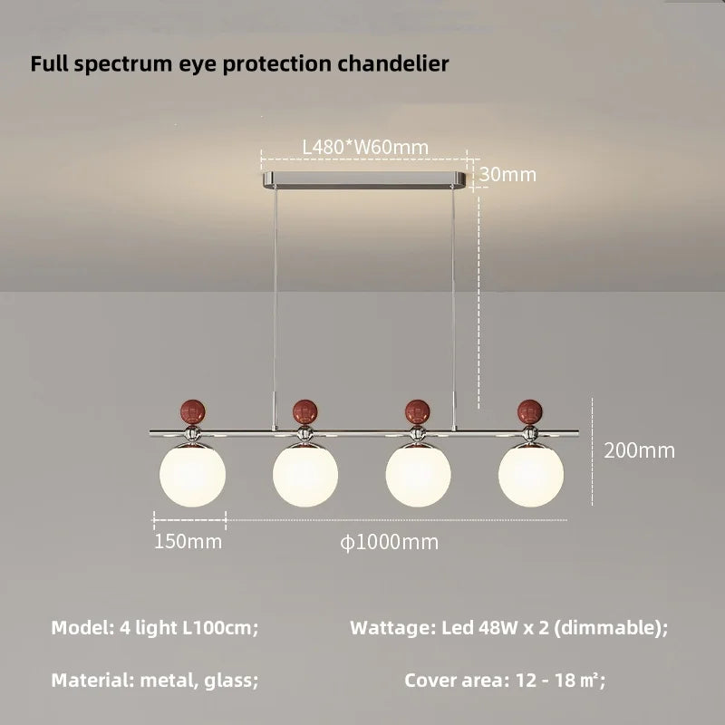 Modern LED Chandelier Glass Metal Health Eye Protect Living Room Light