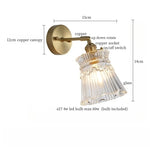 Clear Brass Glass LED Wall Lamp Pull Chain for Living Room Bedroom Loft